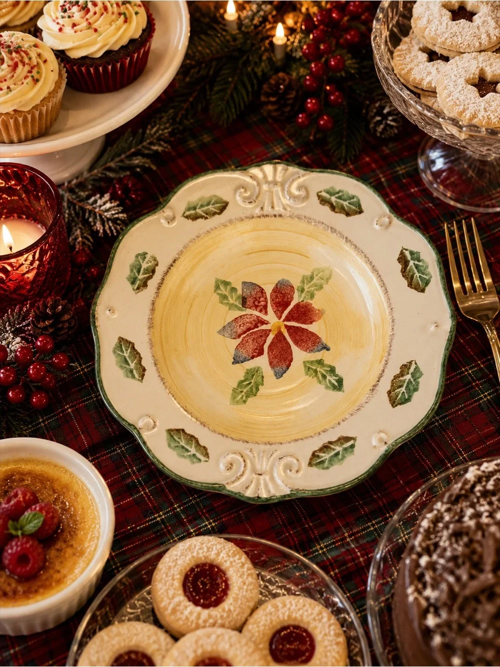 Royal Norfolk Christmas Dessert Salad Plates Set of 4